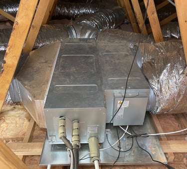 Samsungs ducted reverse cycle air conditioning indoor unit with ductwork in ceiling space