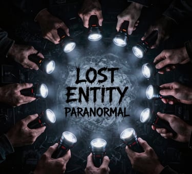 A misty, old Victorian mansion at twilight, with faint ghostly figures visible near the windows.