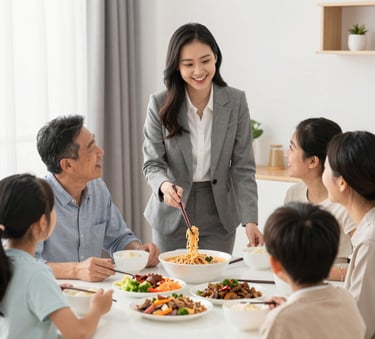 A close-up of a professional desk setup with a tablet showing a social media management dashboard, soft pink #C4A5A8 and blue #4E6D8F accents in the background, professional and high-tech atmosphere.