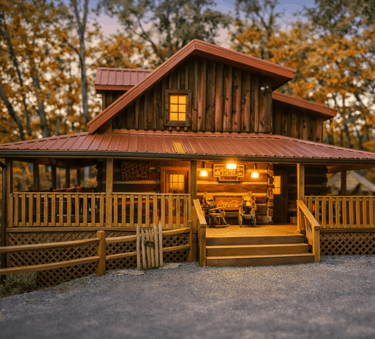 3BR 1800s log lodge with 1838 stone fireplace and 60-game arcade room, Gatlinburg TN