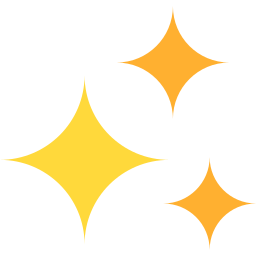 Three golden yellow sparkle star icons shining against a black background.