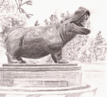 rond point de Bamako: illustration hippopotame