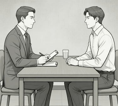 two males in an interview