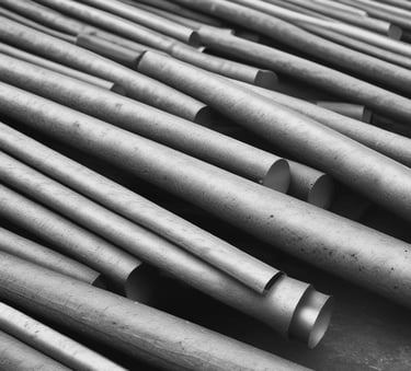 A stack of various construction materials at a site.