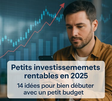 Graphique illustrant 14 idées de petits investissements rentables en 2025 pour débuter avec un faibl