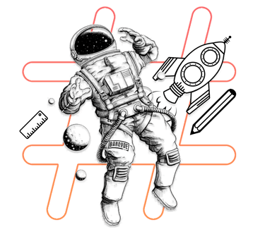 Astronaut floating in the creative world 