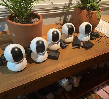 TechAid security cameras on top of the table in a room