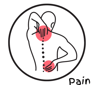 A person reaching his upper and lower back indicating back pain