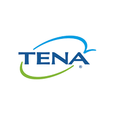 logo with blue and green circle behind the word tena