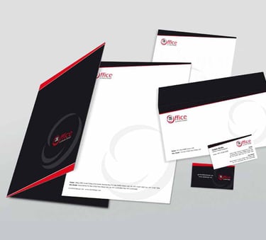 stationery, business cards, letter head, folder