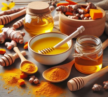 honey and turmeric with mixing bowl