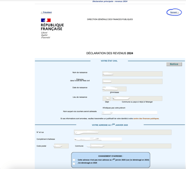 déclaration impot sur le revenu