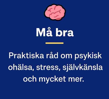 Må bra kategori sida, blå bakgrund med vit text