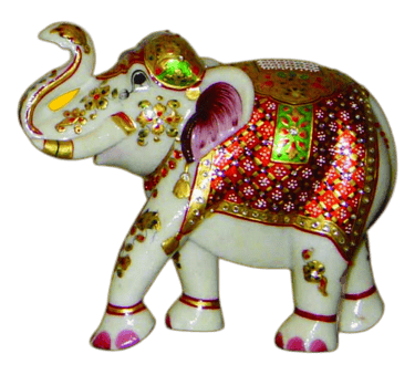 Marble Elephant Statue, Carved Elephant Statue, Painted Marble Elephants
