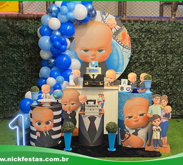 Decoração infantil tema Poderoso Chefinho com cores divertidas e detalhes modernos para festa