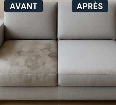nettoyage d'un canapé à Rennes Photo Avant/Après
