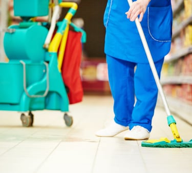 Store undergoing thorough cleaning to ensure a fresh and inviting shopping experience.