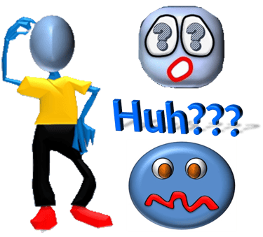 Picture of confused surprise and shock. Designed by Debbie Dunn using PowerPoint and Paint.