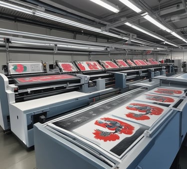 several printed pictures ready to be pressed onto textiles