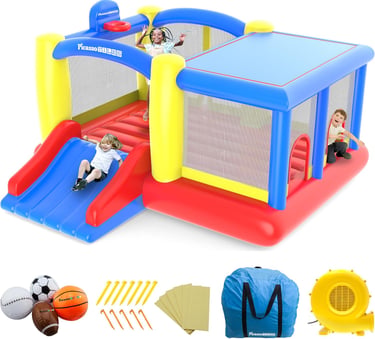 [Upgrade Version] PicassoTiles KC102 12x10 Foot Inflatable Bouncer Jumping Bouncing House, Jump Slid