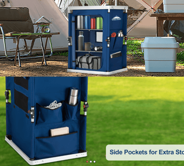 Eagle peak outdoor folding table 3 Shelf Organizer for camping gear organization