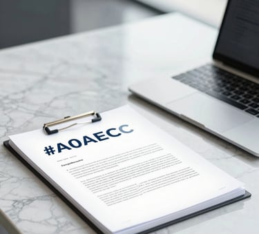 Professional close-up of high-end legal documents and a sleek silver laptop on a marble desk, reflecting a corporate Bengaluru office setting. The lighting is bright and airy, incorporating soft shadows and the brand palette of #A0AEC0 and #F7FAFC for a technologically advanced and trustworthy feel.