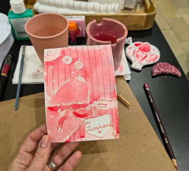 Liveillustration von Valentinstagskarten mit Aquarellfarbe
