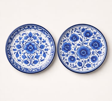 Hand painted ceramic decorative wall plates