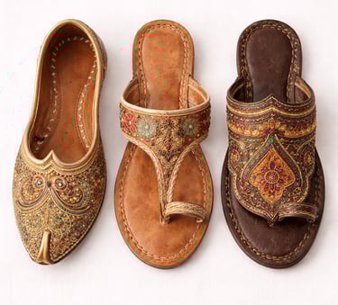 Handcrafted ethnic leather footwear with embroidery work