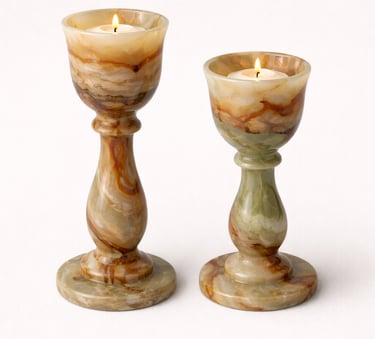 Onyx stone candle holders with natural stone texture