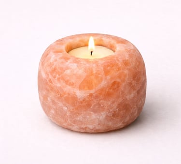 Round Himalayan salt candle holder tea light crystal décor