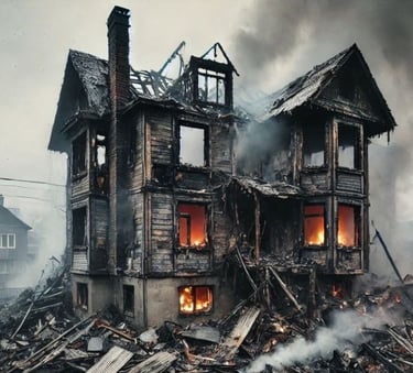 Metapher des ausgebrannten Hauses