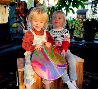 Paint Pour with my kids