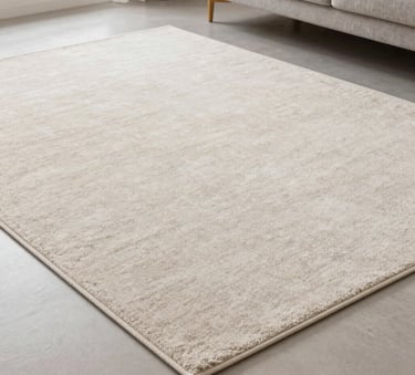 High-angle shot of a clean, minimalist carpet with a soft texture in a modern living room, neutral colors, clean and professional look, Mitteleuropäisch / Deutsch interior.