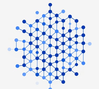 A high-precision digital visualization of complex data structures and nodes, representing analysis and security. The style is minimalist and modern, using #1A3E6F and #D4DCE4 against a neutral #F8F8F8 background. Professional, analytical aesthetic.