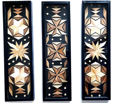 Contemporary Geometric Wall Art with glass on top, Bar Wall Art, Wooden Mosaic, Wall Decoration, Mod