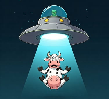 Vaca siendo aducida por alien