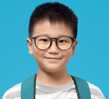 Little boy wearing children's designer frame