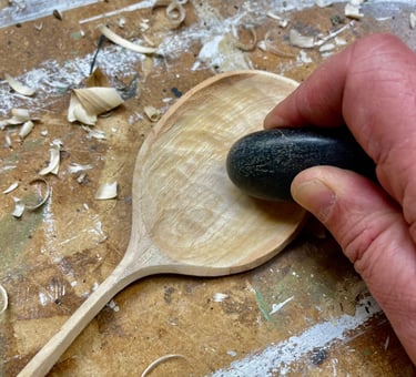 Step 9: Burnish and finish spoon