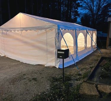 tente de réception de nuit, éclairage tente de réception pour événement