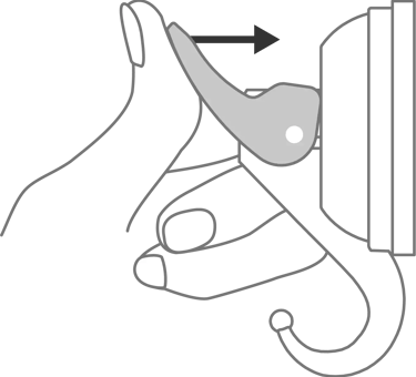 press the lock and vacuum suction cup mount properly