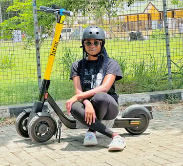 Sitting pretty on Trekk scooter