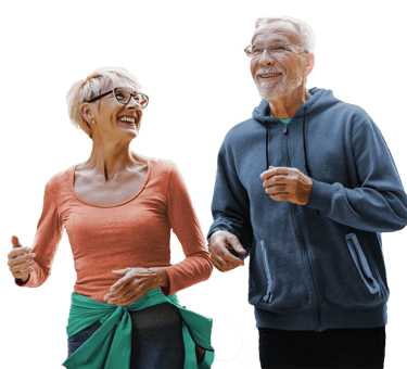 senior healthy couple running