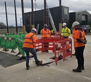 Our trainer demonstrating pit exercise to group of trainees