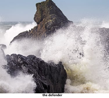a rock formation at high tide in storm kathleen