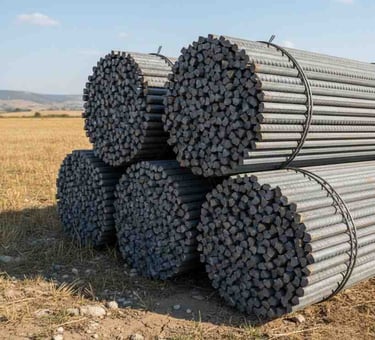 Side view of industrial-grade TMT bars for export