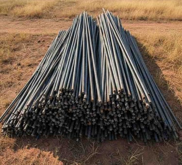 Top angle view of TMT bars used in construction projects