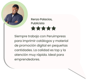 Testimonio de emprendedor sobre impresión digital de catálogos y piezas promocionales en Peruimpress
