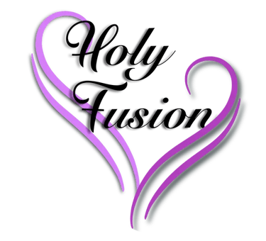Holy Fusion logo with pink heart arms
