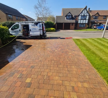 Clean driveway with van